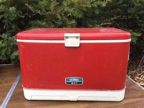 vintage thermos metal ice box|Vintage Thermos Cooler for sale .